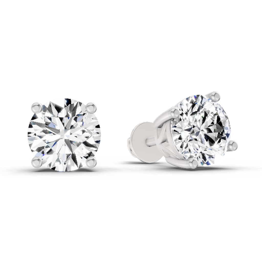 2.28 Carat 4 Prong Solitaire Diamond Stud Earrings 14K - White Gold