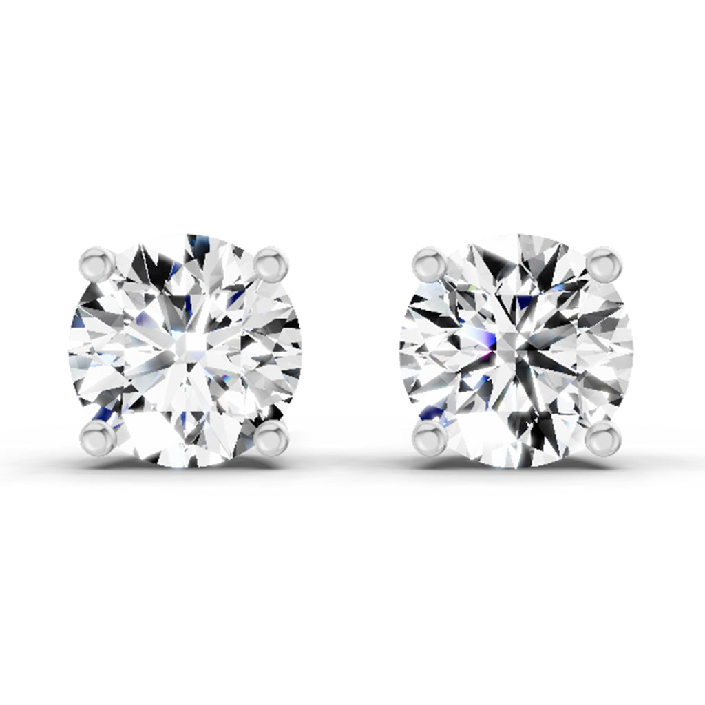 2.28 Carat 4 Prong Solitaire Diamond Stud Earrings 14K - White Gold