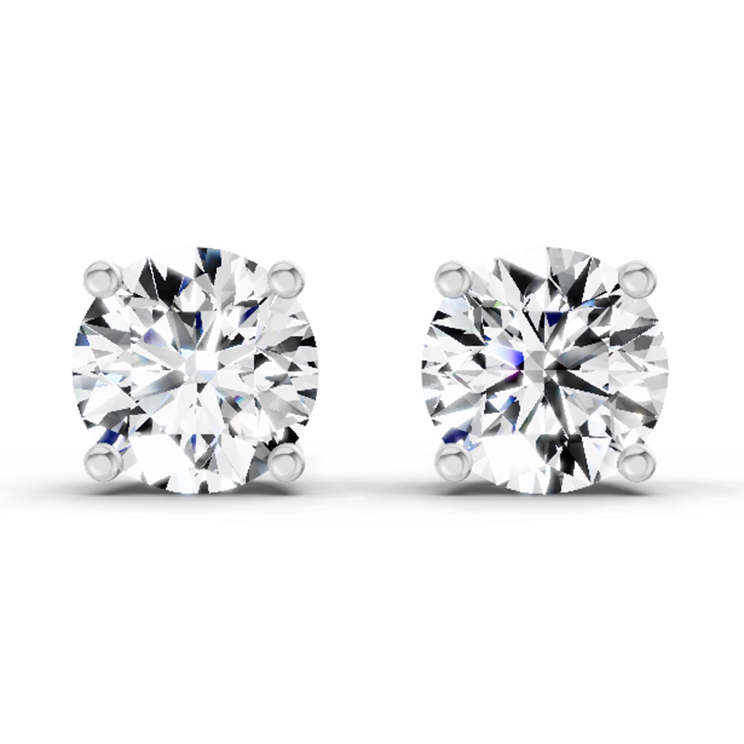 2.28 Carat 4 Prong Solitaire Diamond Stud Earrings 14K - White Gold