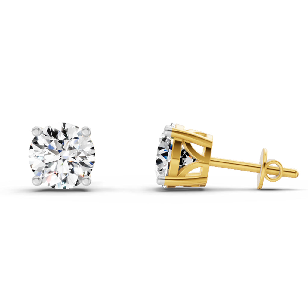 2.28 Carat 4 Prong Solitaire Diamond Stud Earrings 14K