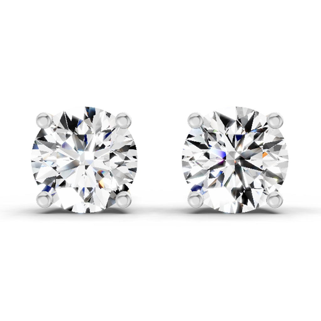 2.28 Carat 4 Prong Solitaire Diamond Stud Earrings 14K