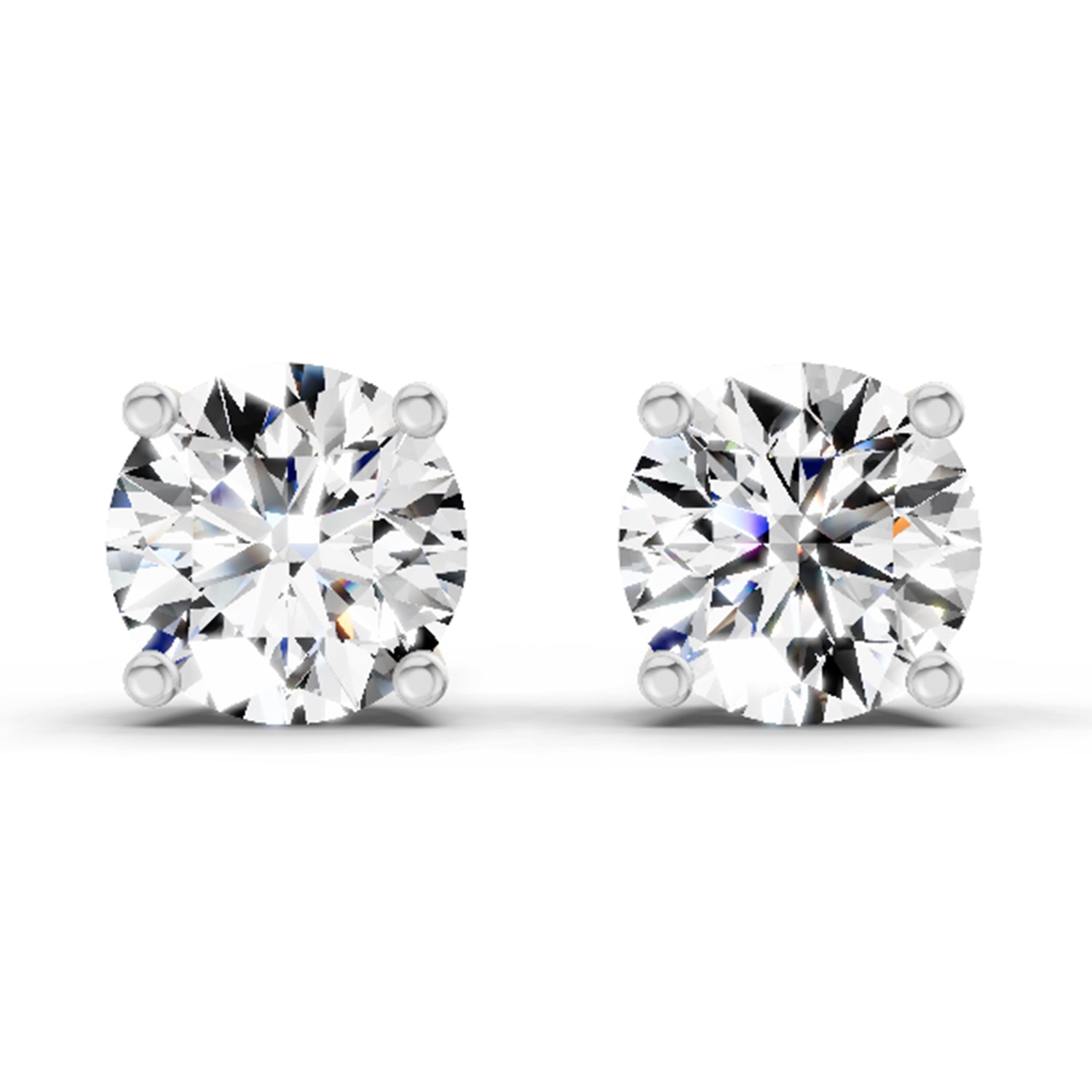 2.28 Carat 4 Prong Solitaire Diamond Stud Earrings 14K