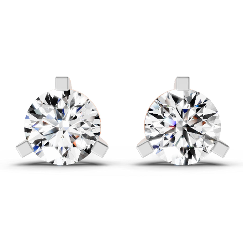 2.28 Carat 3 Prong Solitaire Diamond Stud Earrings 14K - Rose Gold