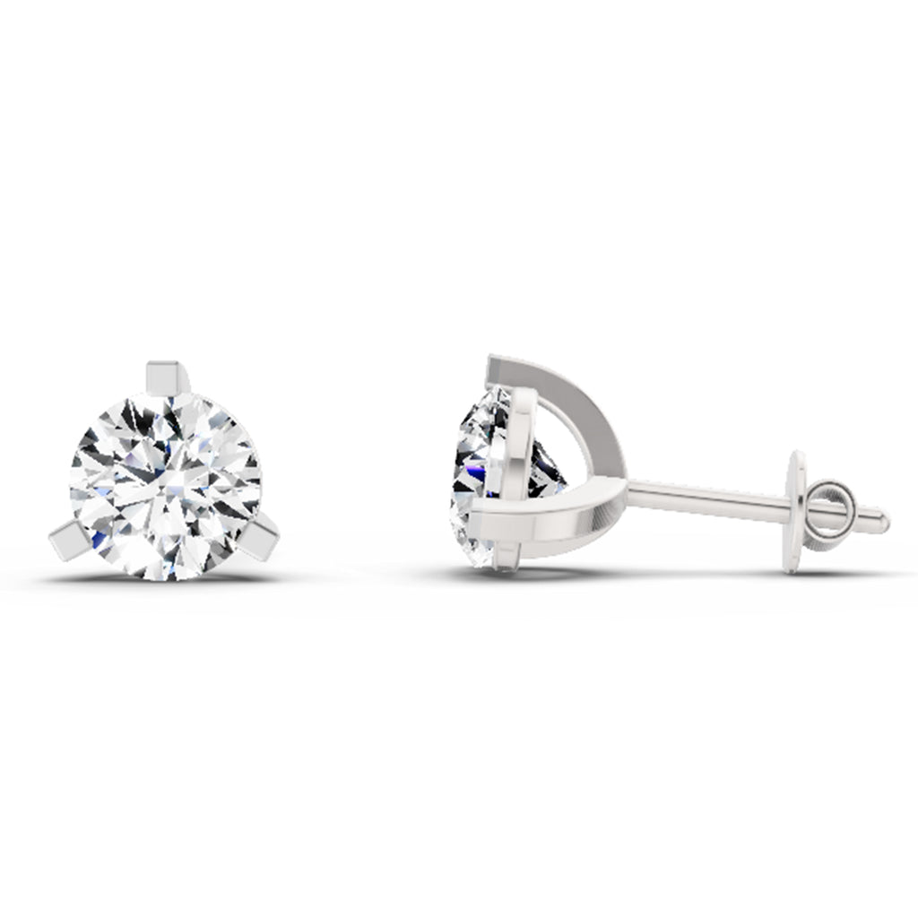 2.28 Carat 3 Prong Solitaire Diamond Stud Earrings 14K - White Gold