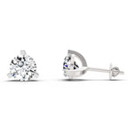 2.28 Carat 3 Prong Solitaire Diamond Stud Earrings 14K - White Gold