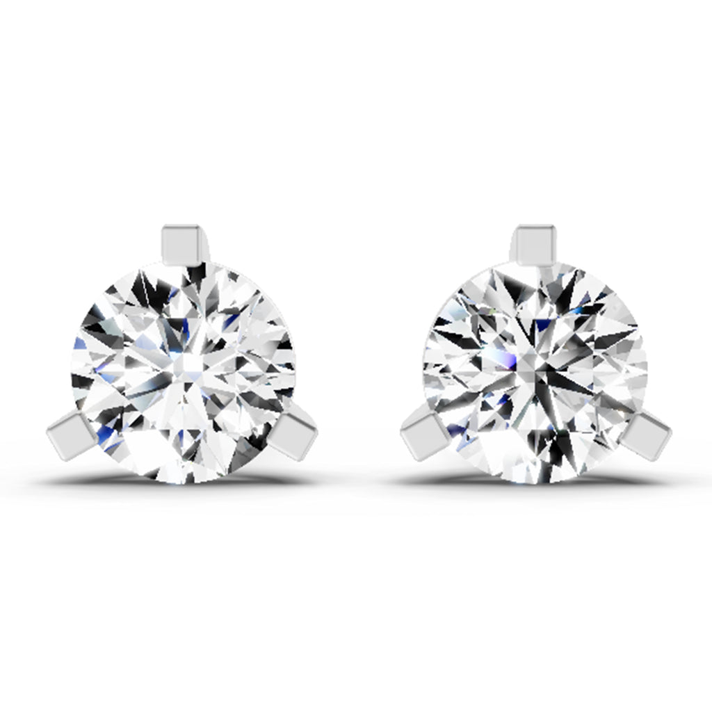 2.28 Carat 3 Prong Solitaire Diamond Stud Earrings 14K - White Gold