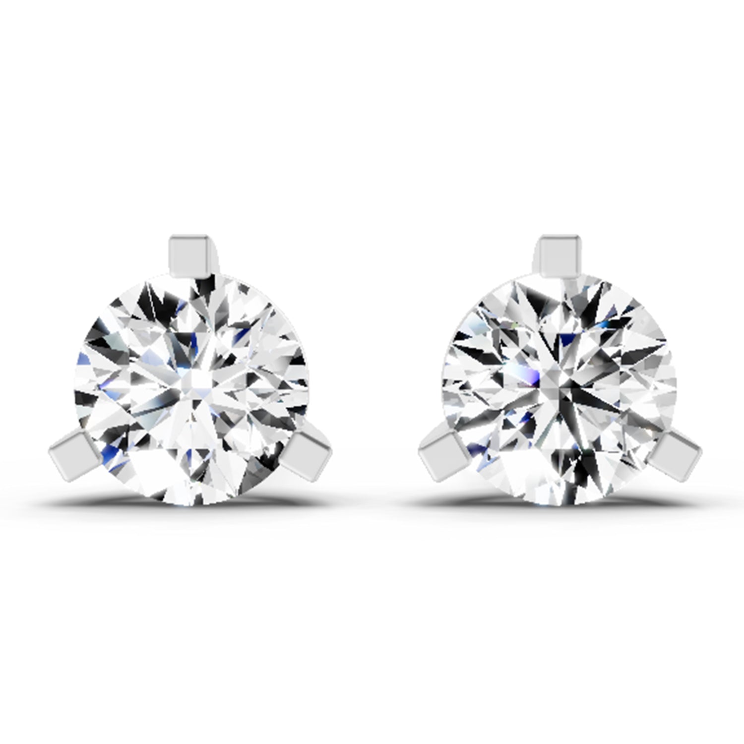 2.28 Carat 3 Prong Solitaire Diamond Stud Earrings 14K - White Gold