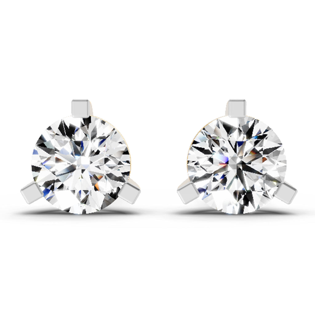 2.28 Carat 3 Prong Solitaire Diamond Stud Earrings 14K
