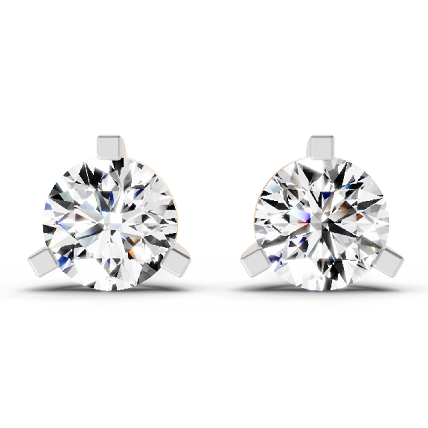 2.28 Carat 3 Prong Solitaire Diamond Stud Earrings 14K