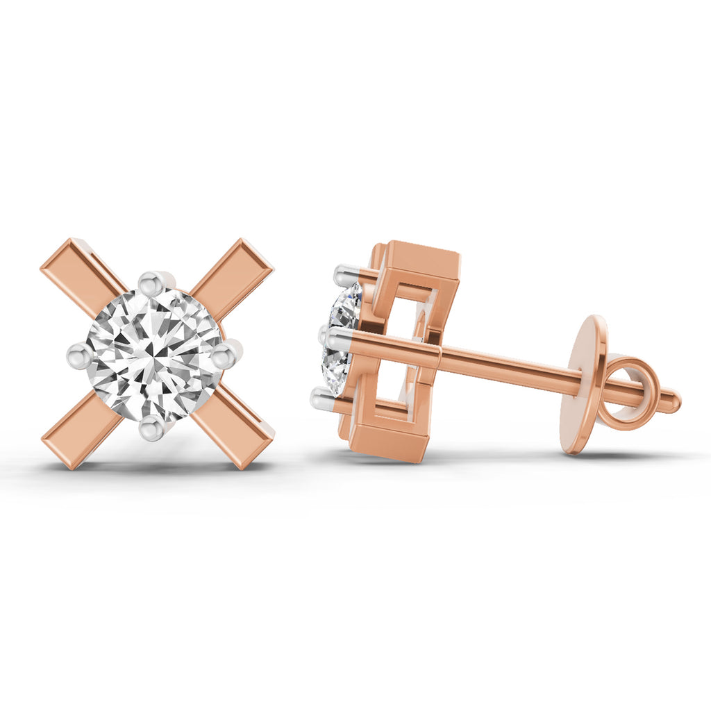 0.51 Carat Round Solitaire Stud Earrings 14K - Rose Gold
