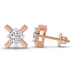0.51 Carat Round Solitaire Stud Earrings 14K - Rose Gold