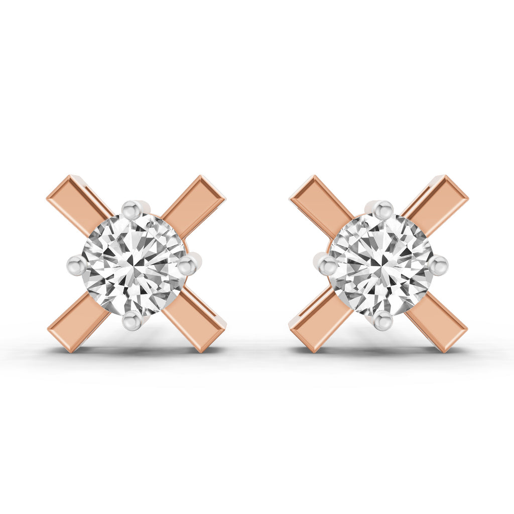 0.51 Carat Round Solitaire Stud Earrings 14K - Rose Gold