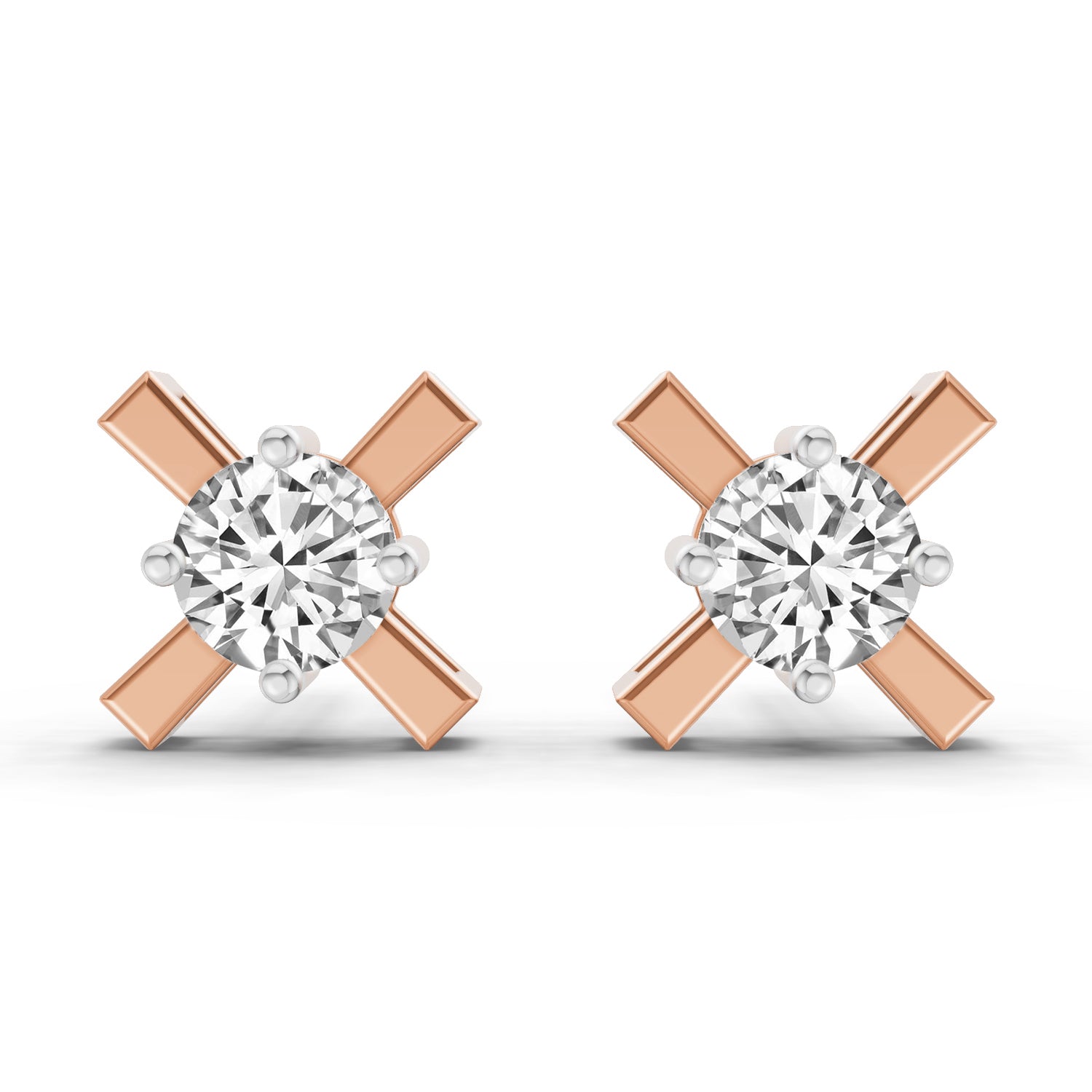 0.51 Carat Round Solitaire Stud Earrings 14K - Rose Gold