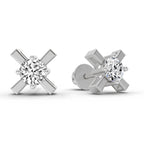 0.51 Carat Round Solitaire Stud Earrings 14K - White Gold