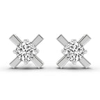 0.51 Carat Round Solitaire Stud Earrings 14K - White Gold