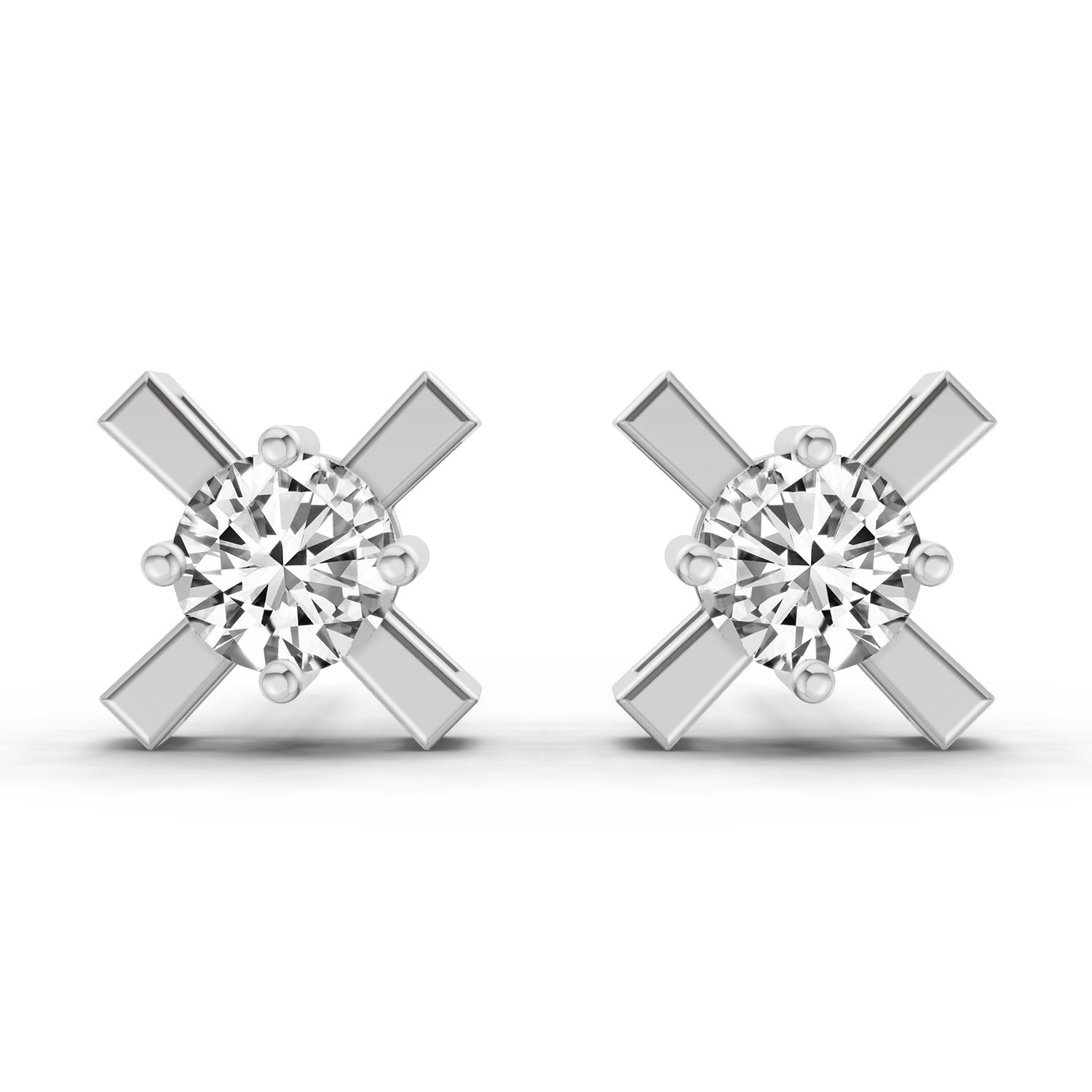 0.51 Carat Round Solitaire Stud Earrings 14K - White Gold