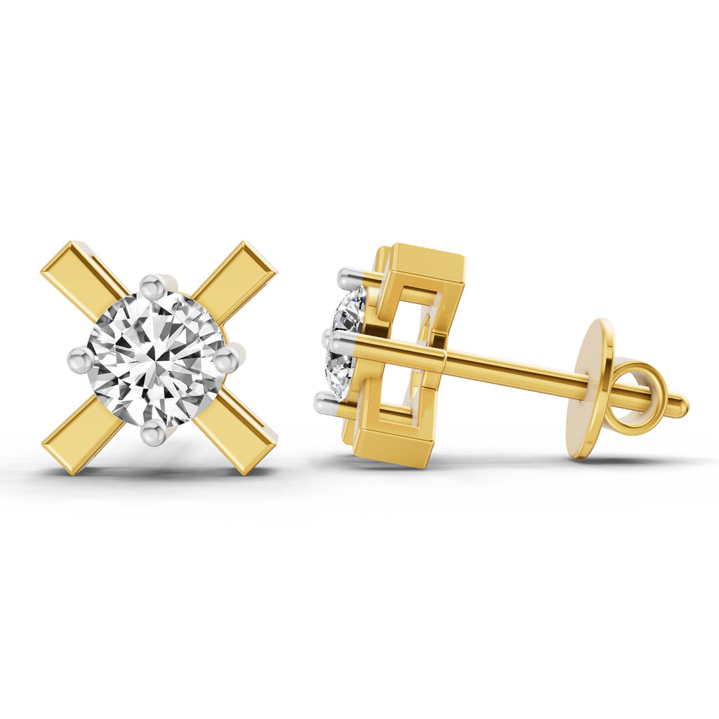 0.51 Carat Round Solitaire Stud Earrings 14K