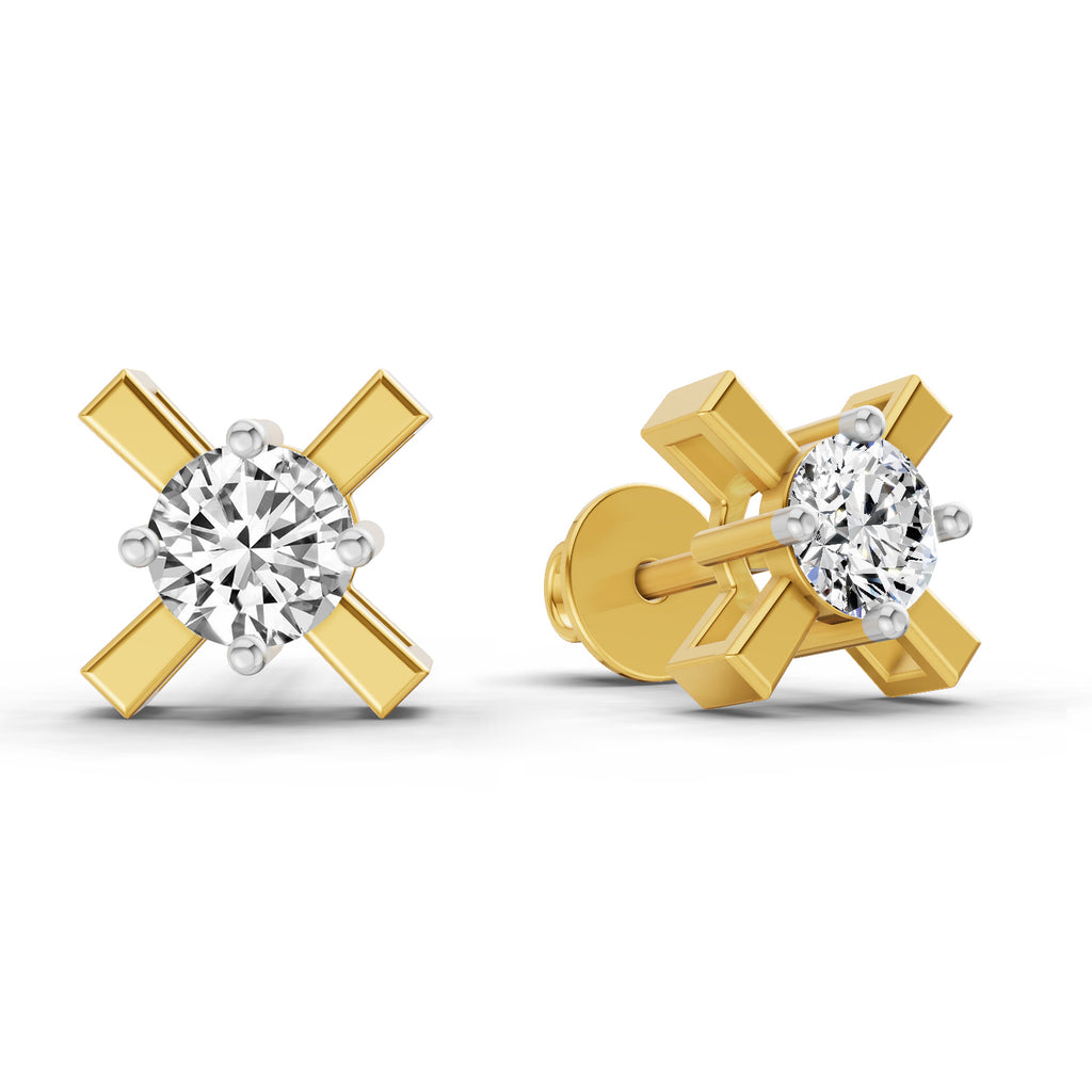 0.51 Carat Round Solitaire Stud Earrings 14K