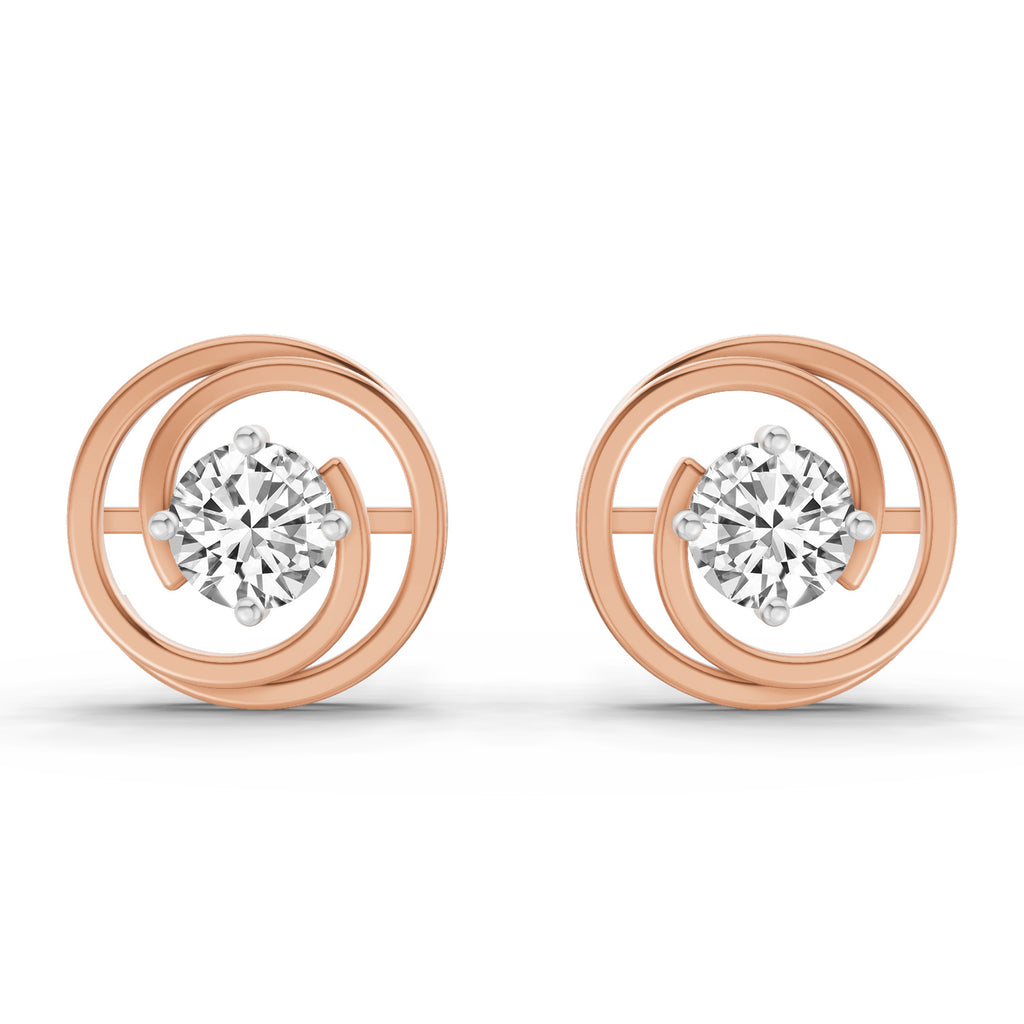 0.64 Carat Round Stud Earrings 14K - Rose Gold