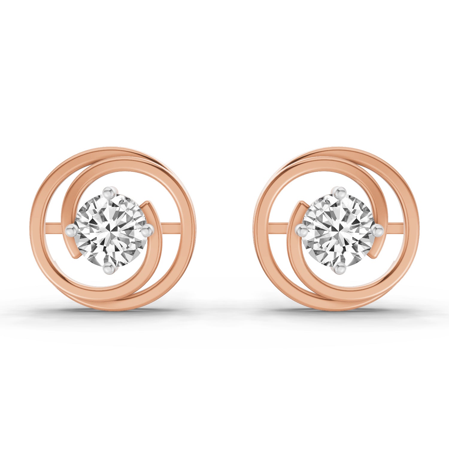 0.64 Carat Round Stud Earrings 14K - Rose Gold