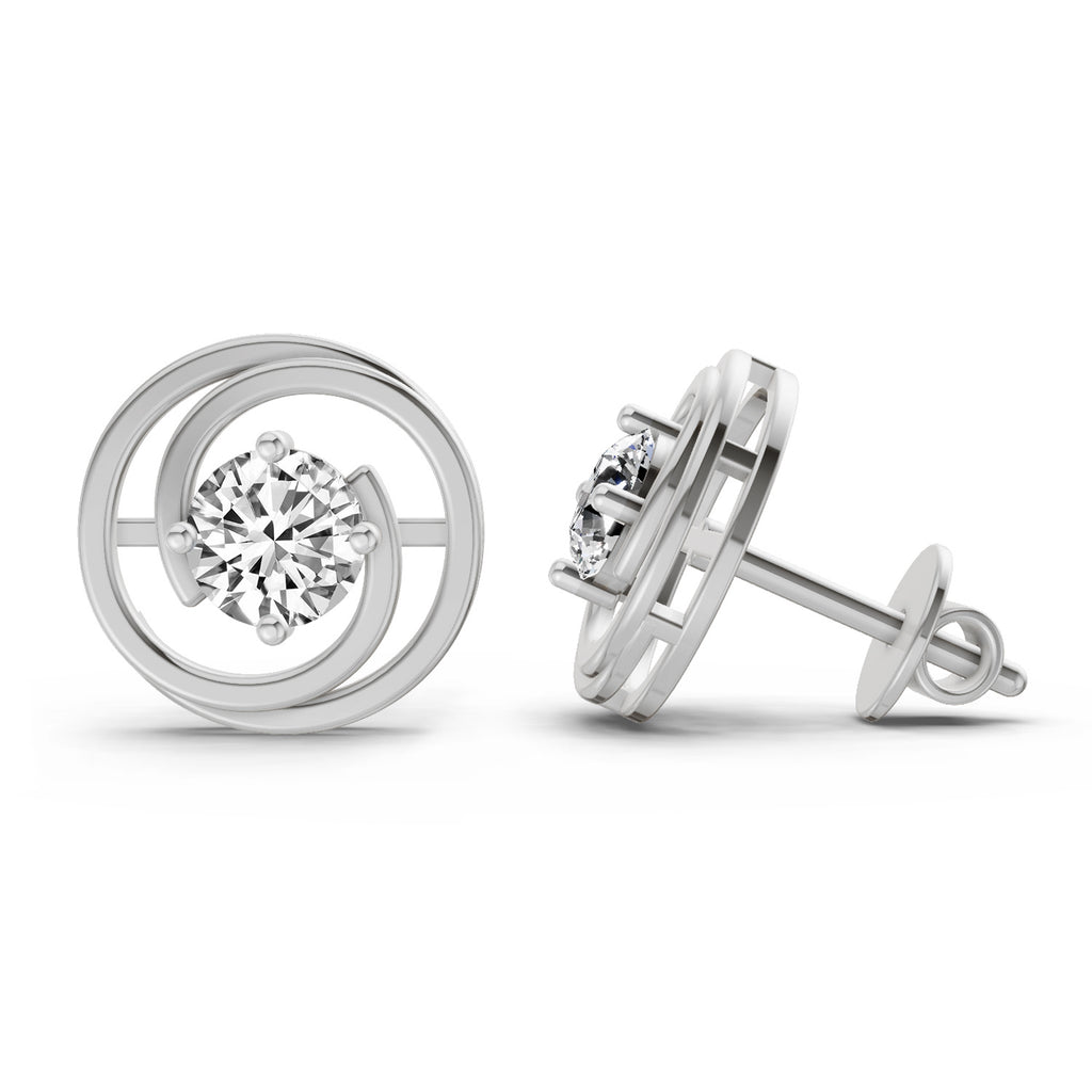0.64 Carat Round Stud Earrings 14K - White Gold