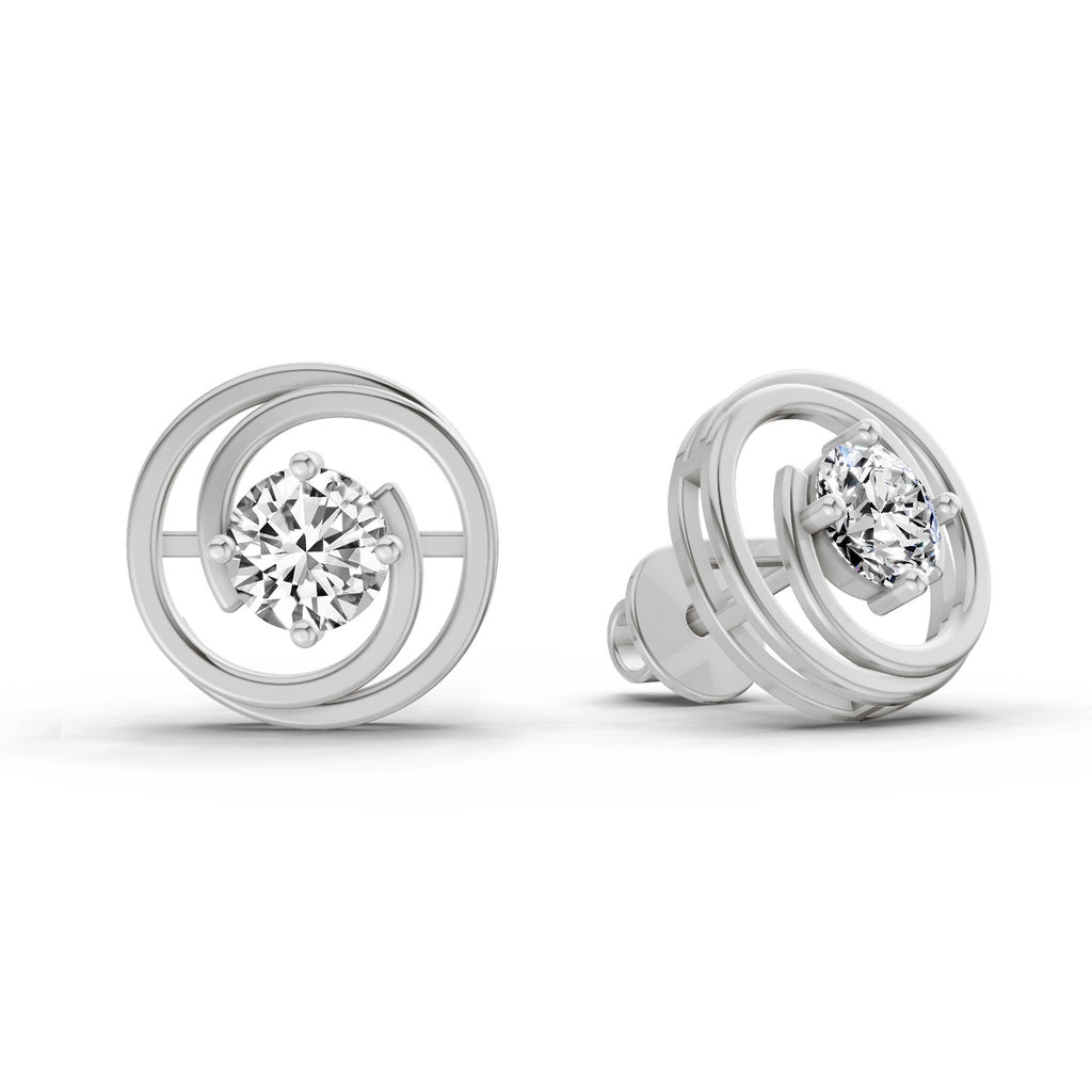 0.64 Carat Round Stud Earrings 14K - White Gold