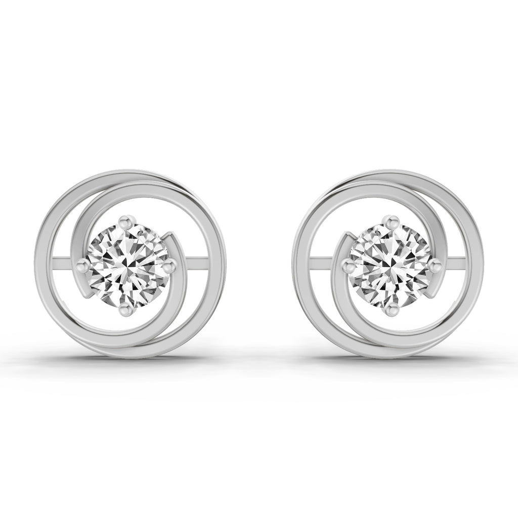 0.64 Carat Round Stud Earrings 14K - White Gold