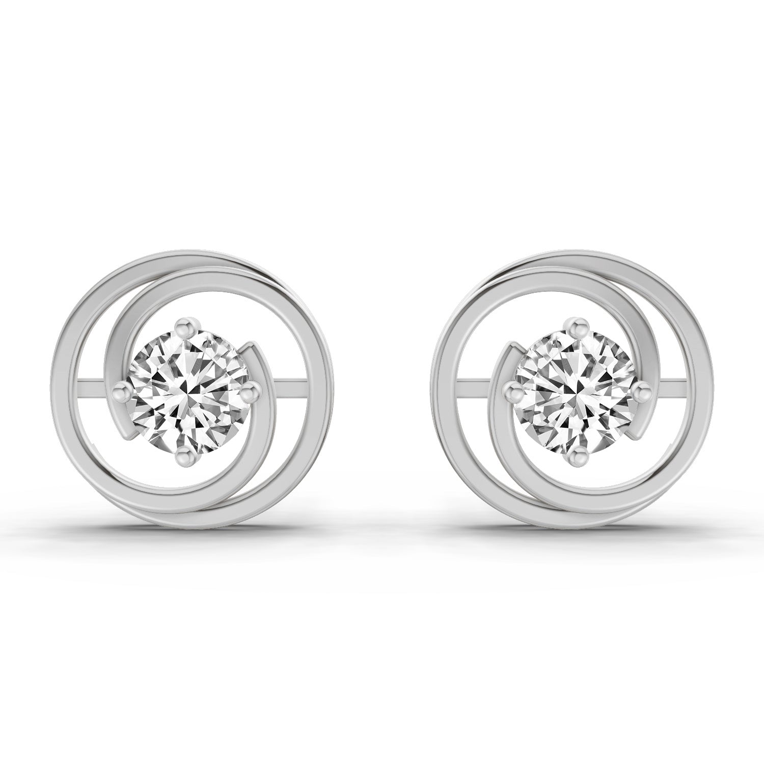 0.64 Carat Round Stud Earrings 14K - White Gold