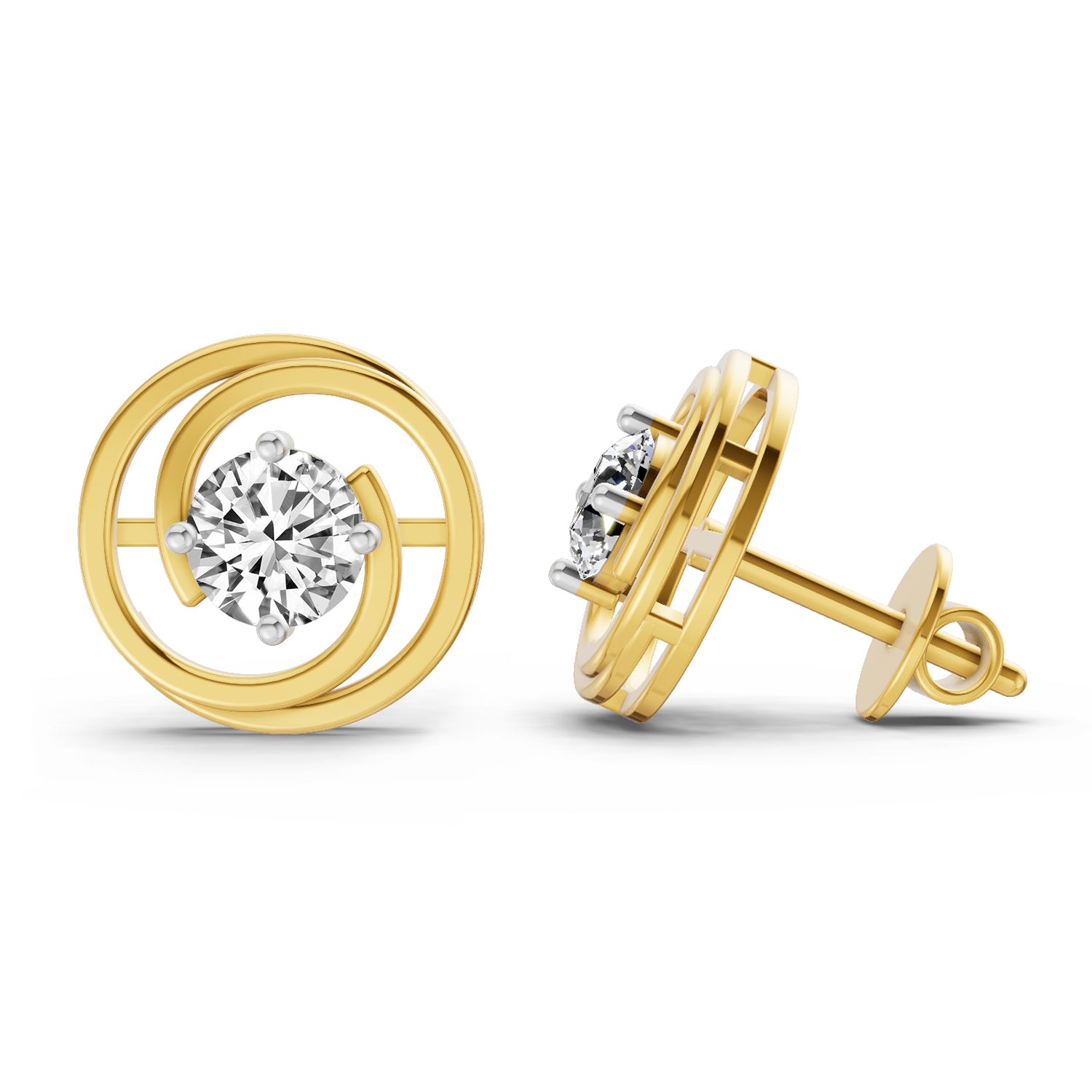 0.64 Carat Round Stud Earrings 14K