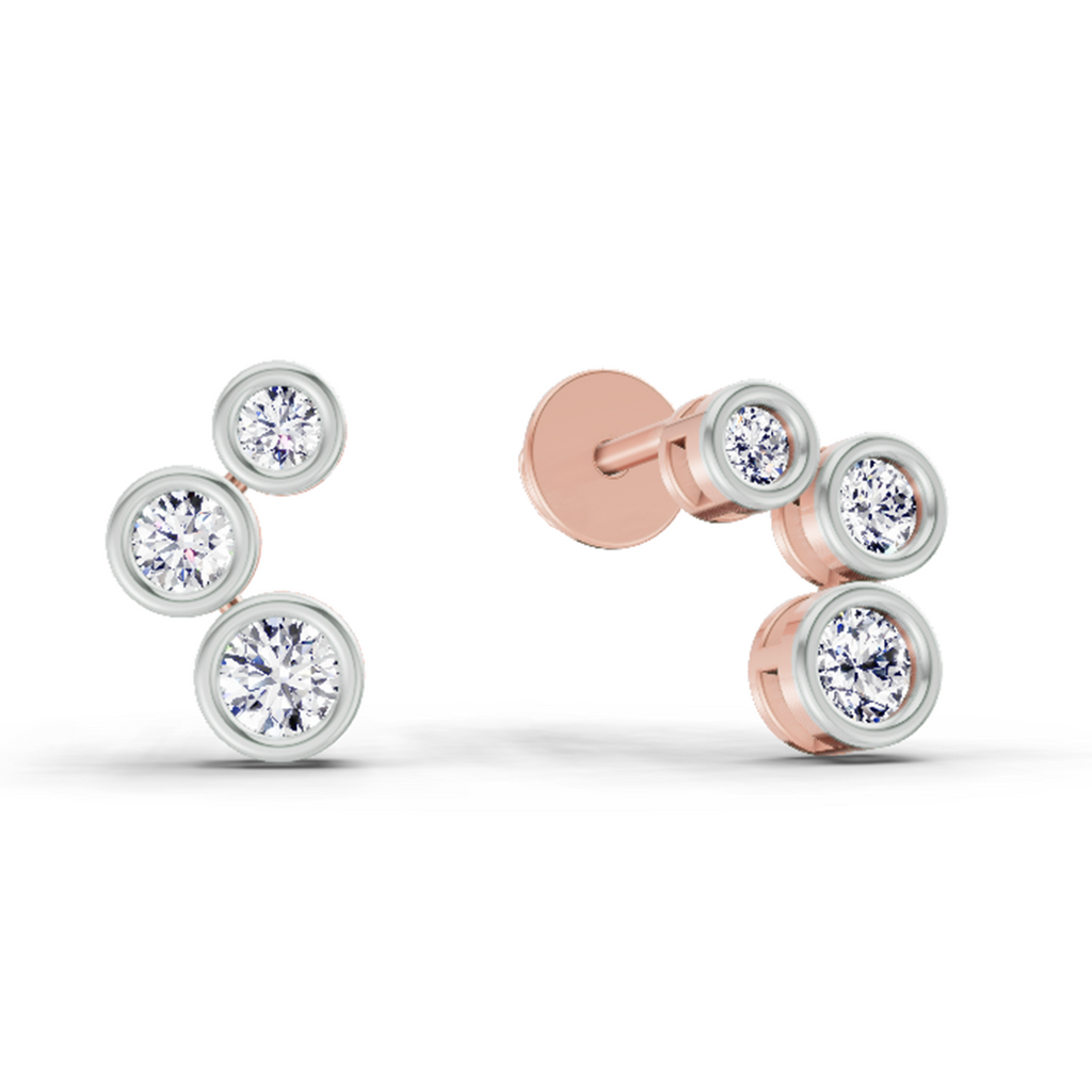 0.66 Carat Bezel Set Stud Earrings 14K - Rose Gold