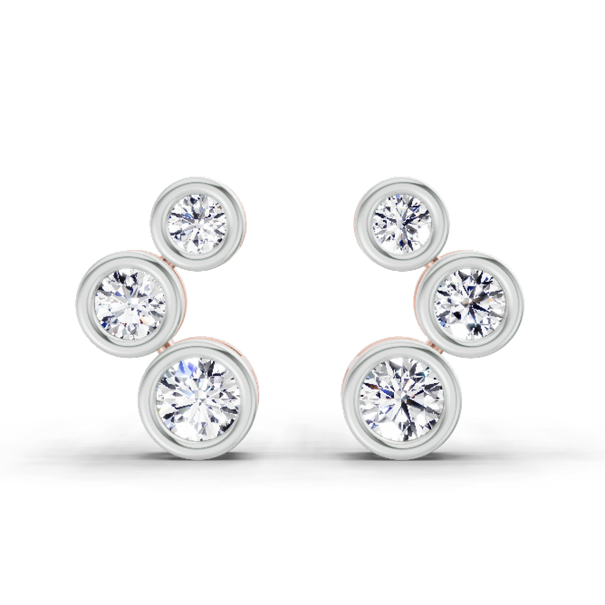 0.66 Carat Bezel Set Stud Earrings 14K - Rose Gold