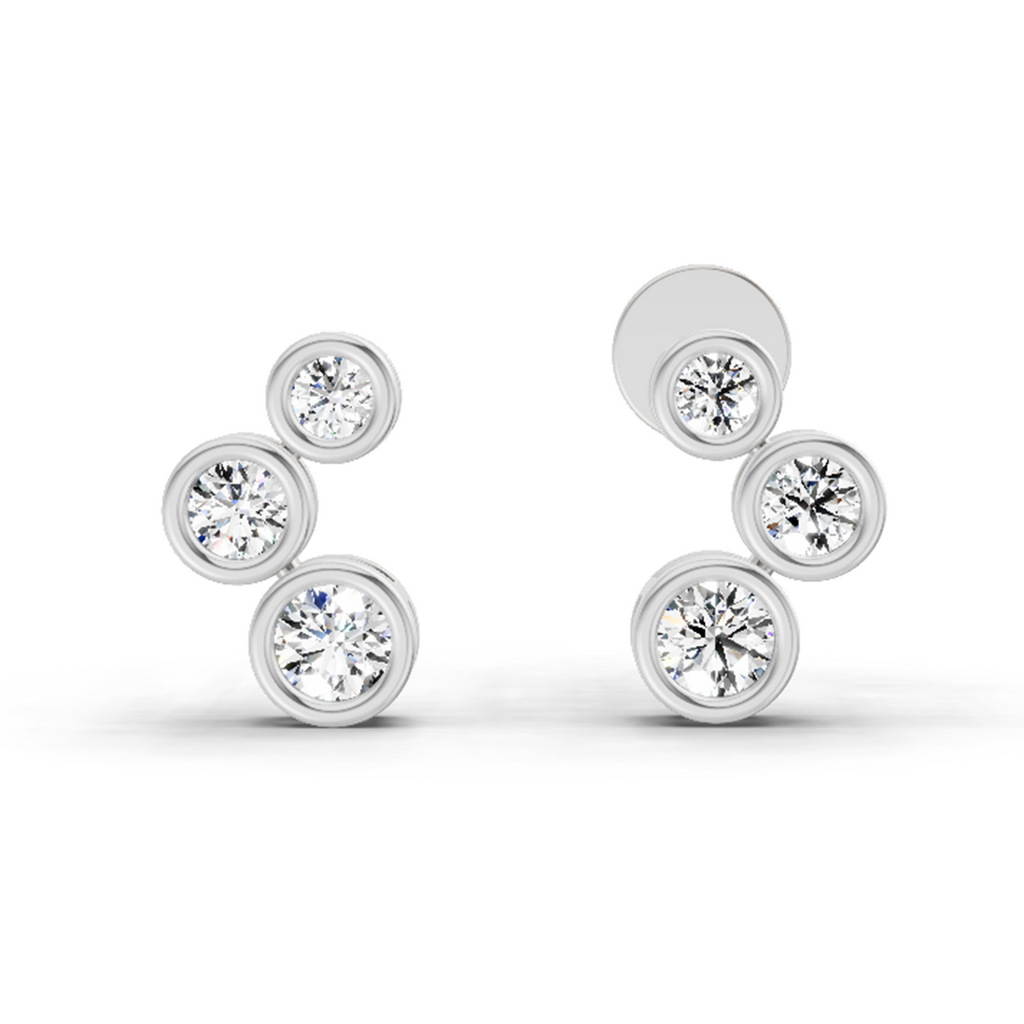 0.66 Carat Bezel Set Stud Earrings 14K - White Gold