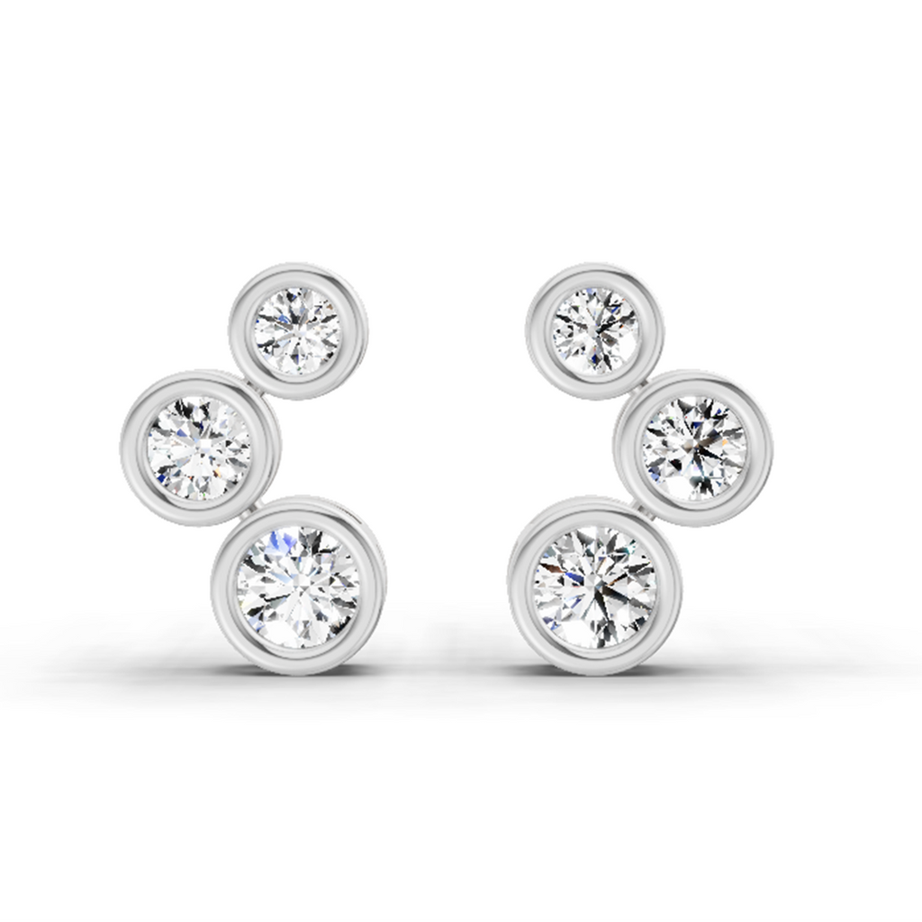 0.66 Carat Bezel Set Stud Earrings 14K - White Gold
