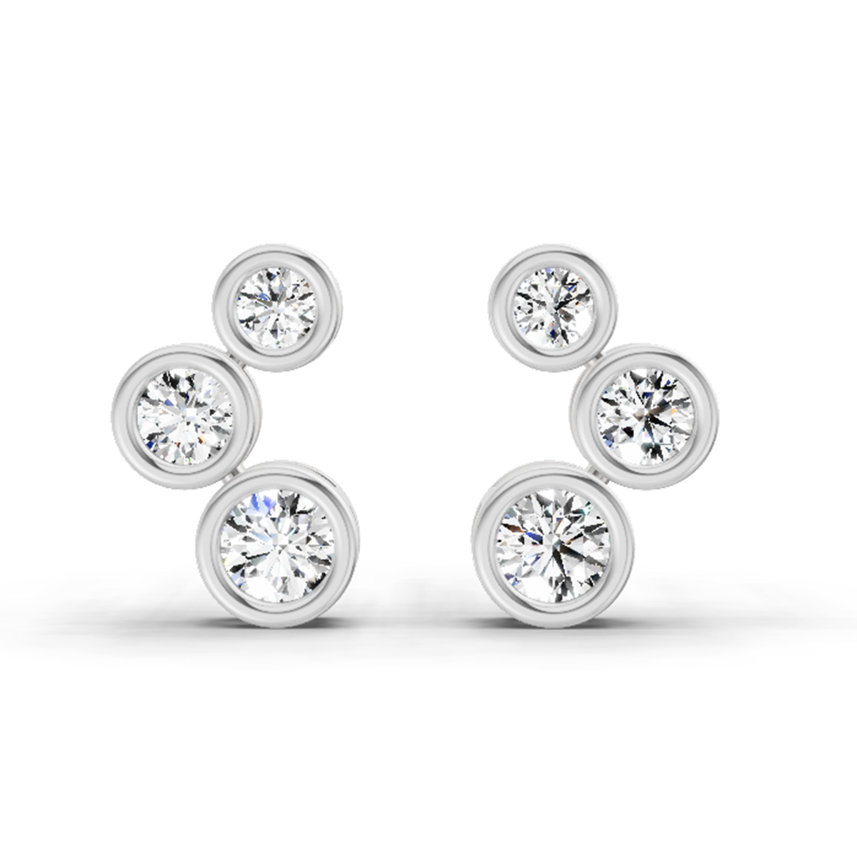 0.66 Carat Bezel Set Stud Earrings 14K - White Gold