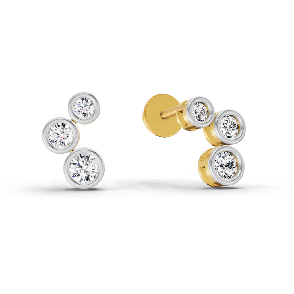 0.66 Carat Bezel Set Stud Earrings 14K