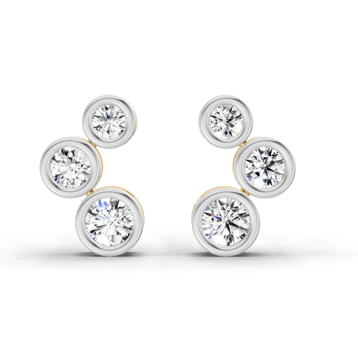 0.66 Carat Bezel Set Stud Earrings 14K