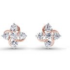 0.69 Carat Round Flower Stud Earrings 14K - Rose Gold