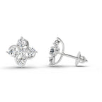 0.69 Carat Round Flower Stud Earrings 14K - White Gold