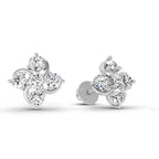 0.69 Carat Round Flower Stud Earrings 14K - White Gold