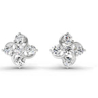0.69 Carat Round Flower Stud Earrings 14K - White Gold
