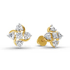0.69 Carat Round Flower Stud Earrings 14K