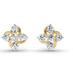 0.69 Carat Round Flower Stud Earrings 14K