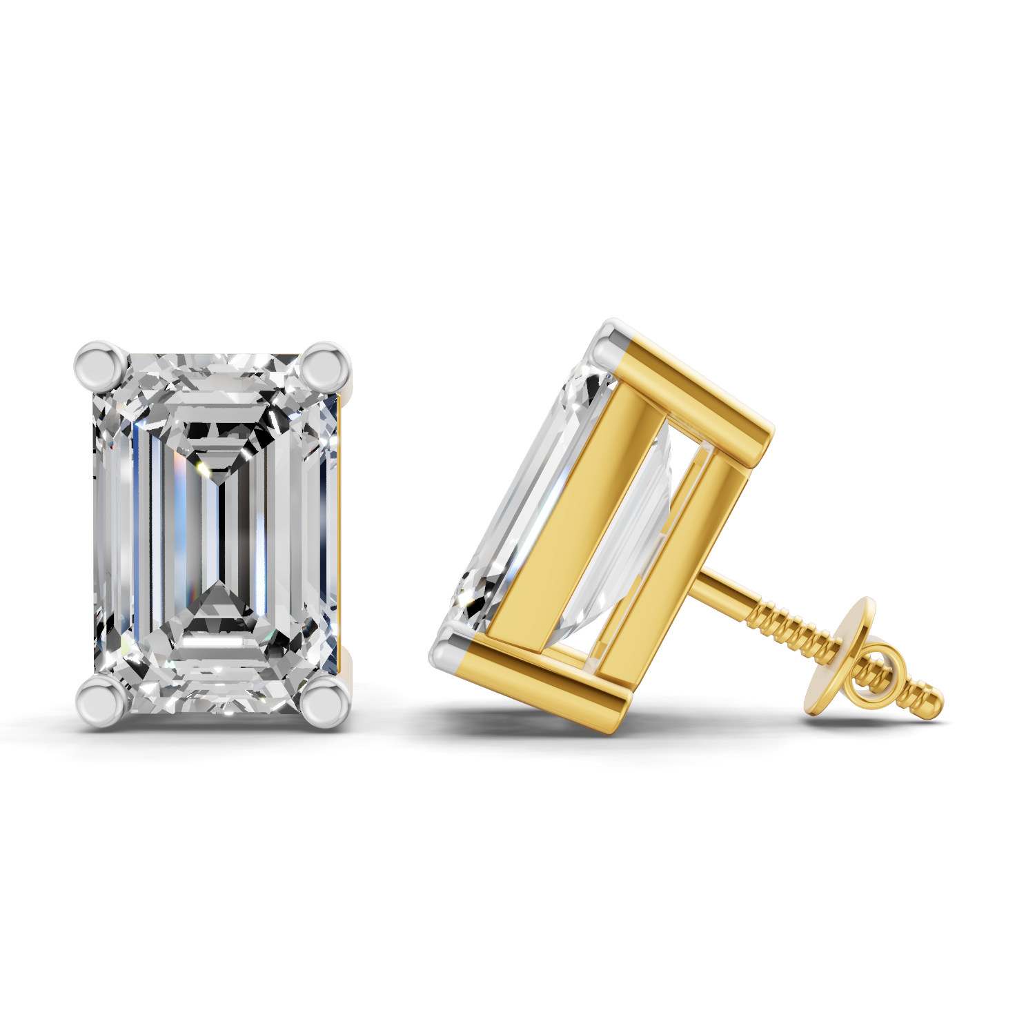 6.1 Carat 14K Gold Emerald Stud Earring