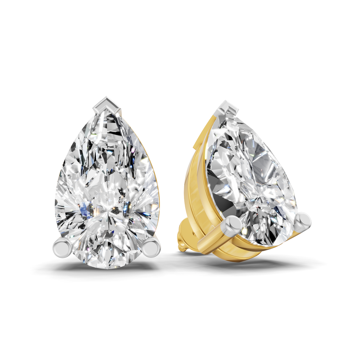 7.35 Carat 14K Gold Pear Stud Earring