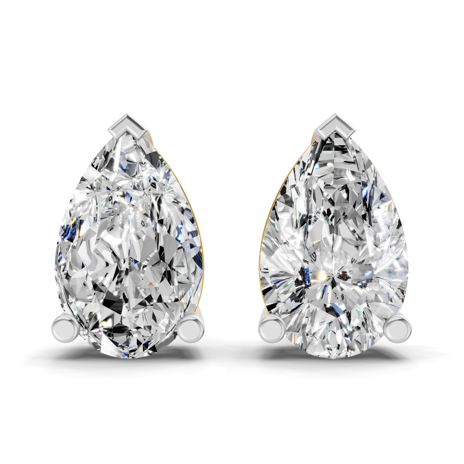 7.35 Carat 14K Gold Pear Stud Earring