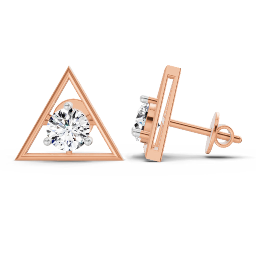 1 Carat Diamond Solitaire Stud Earrings 14K Sparkles - Rose Gold