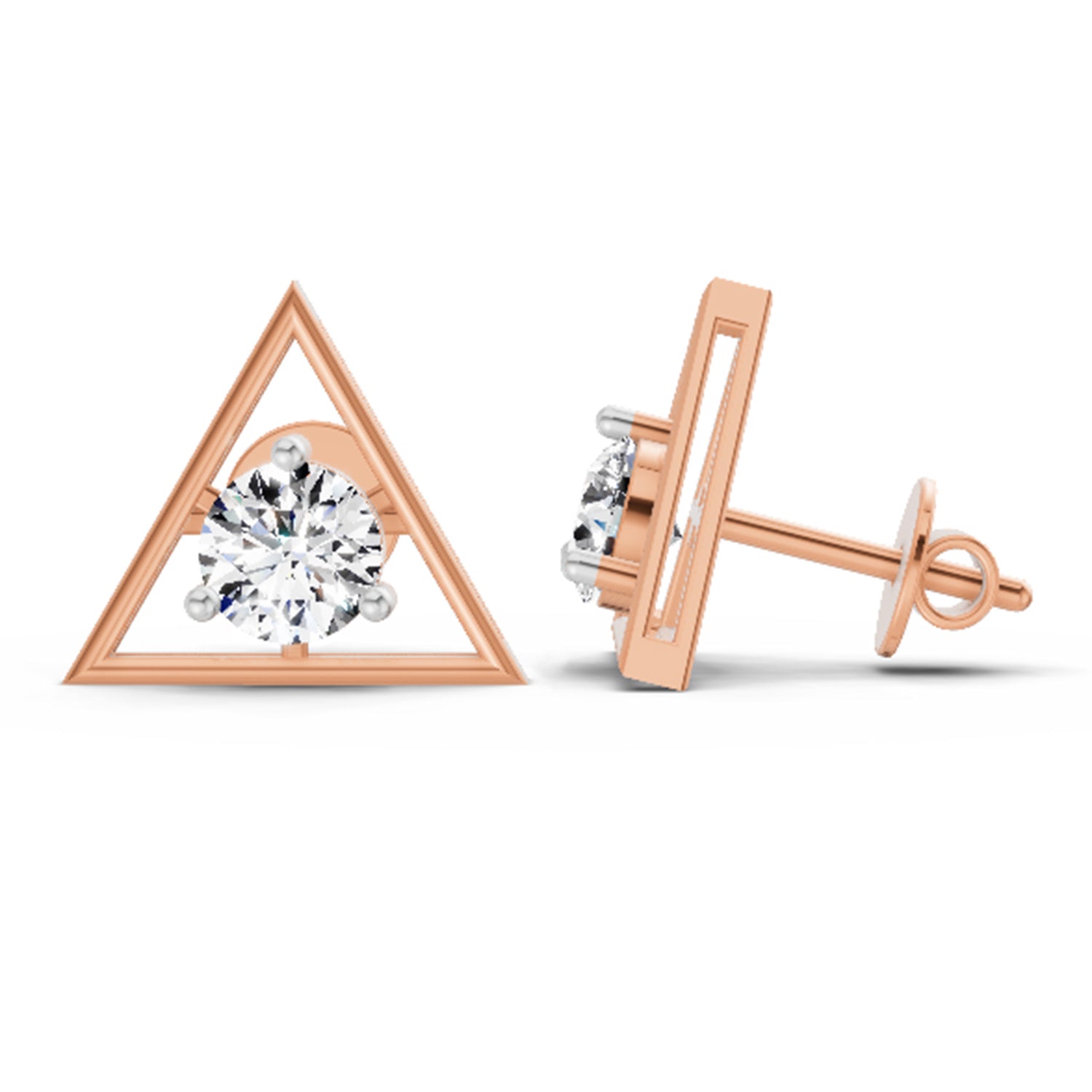 1 Carat Diamond Solitaire Stud Earrings 14K Sparkles - Rose Gold