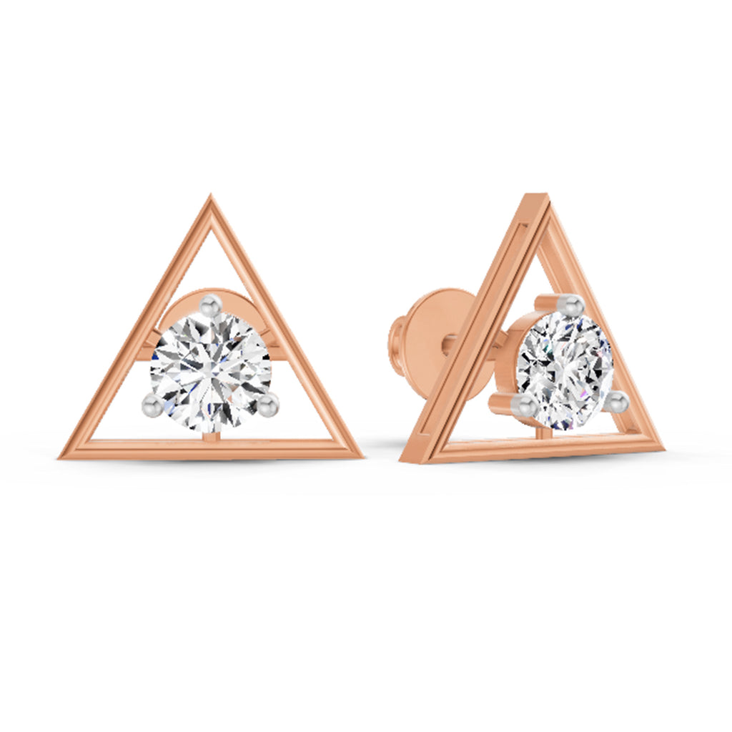 1 Carat Diamond Solitaire Stud Earrings 14K Sparkles - Rose Gold