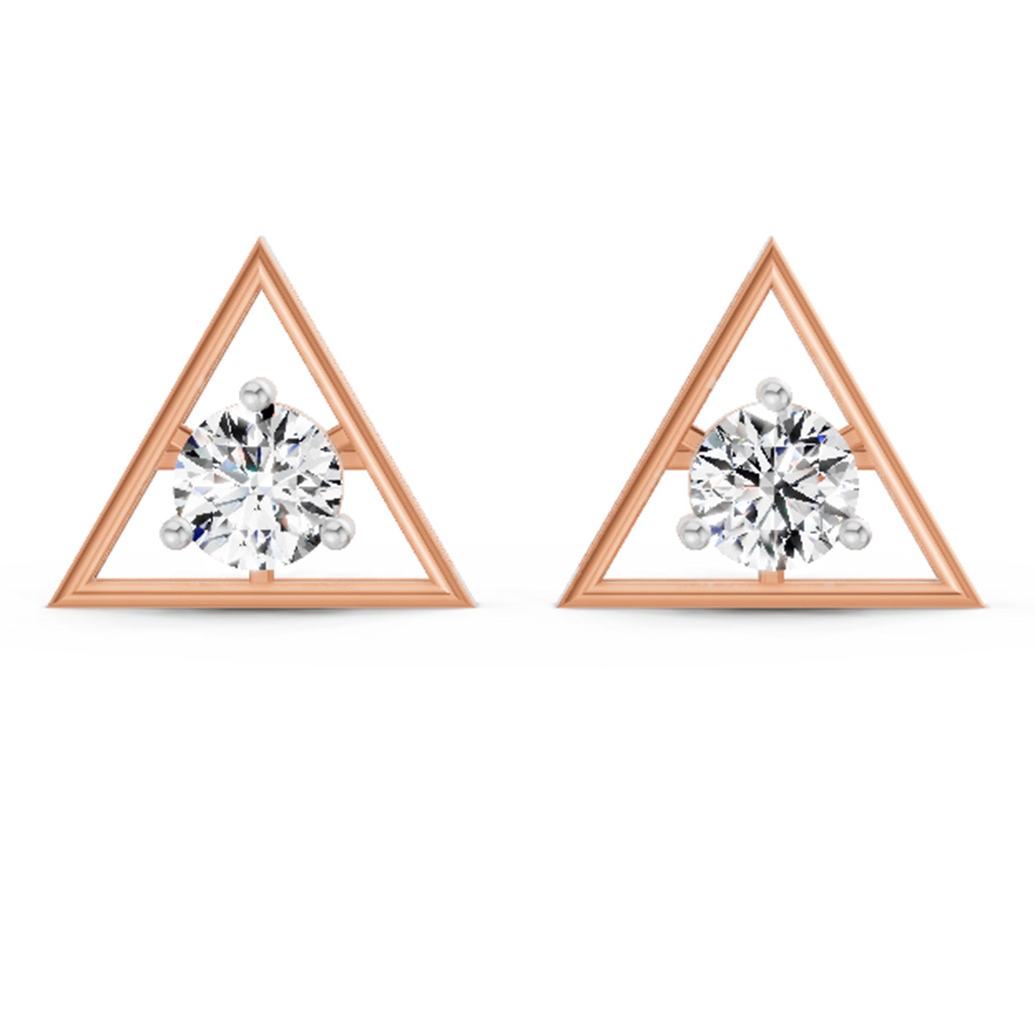 1 Carat Diamond Solitaire Stud Earrings 14K Sparkles - Rose Gold