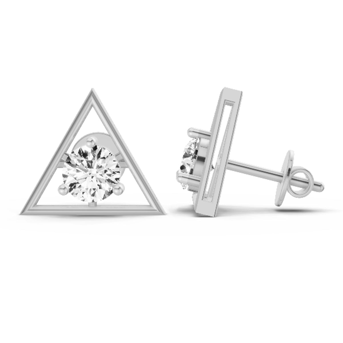 Ethereal Solitaire Diamond Stud Earrings